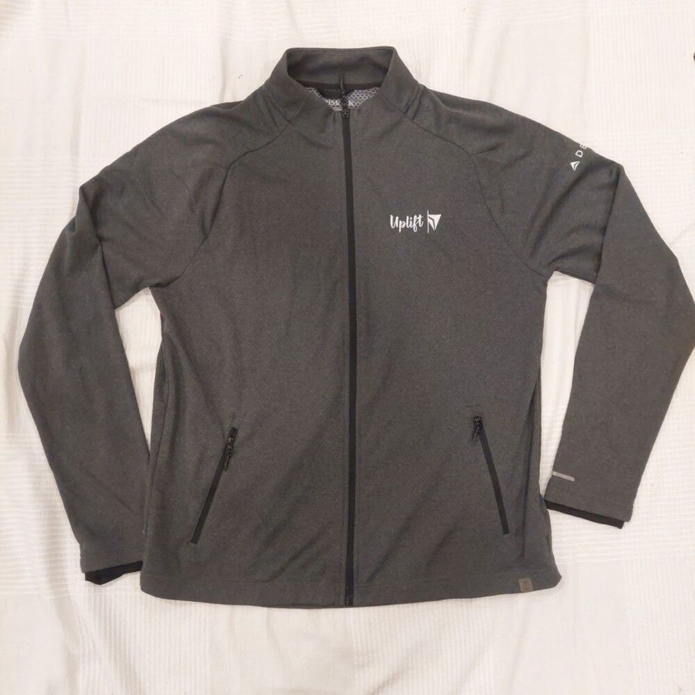Delta Airline Promo Uplift Logo Employee Full Zip Reflective Strips Gray Jacket